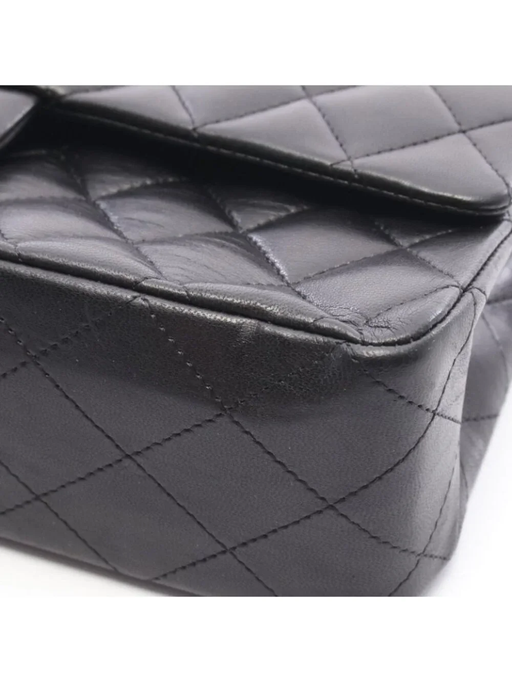 Chanel Shoulder Bag Quilted Double Flap Black Lambskin Chain